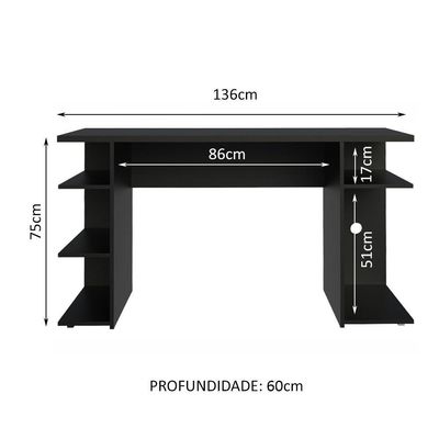 Mesa Para Computador Escrivaninha Gamer 9409 Madesa Preto