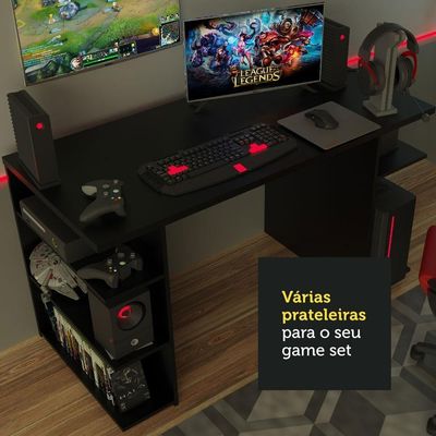 Mesa Para Computador Escrivaninha Gamer 9409 Madesa Preto