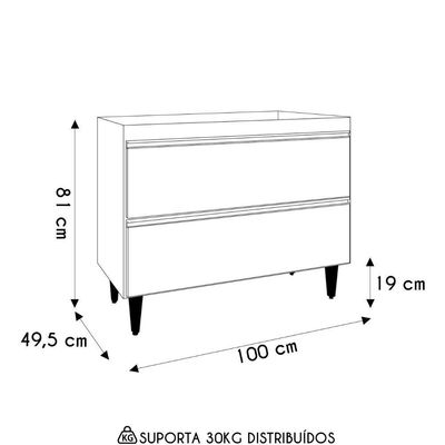 Balcão De Cozinha Para Pia 100cm Sem Tampo Julia M24 Branco - Mpozenato
