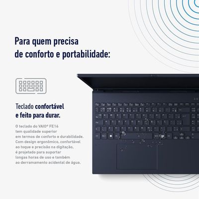 VAIO FE16 AMD Ryzen 7-5825U, 16GB RAM, 512GB SSD, Tela 16" IPS WUXGA Antirreflexo - Cinza Grafite
