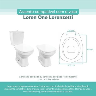 Assento Sanitário Tampa De Vaso Branco Mdf Laqueado Loren One Para Bacia Lorenzetti