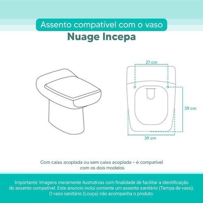 Assento Sanitário Tampa De Vaso Branco Mdf Laqueado Nuage Para Bacia Incepa