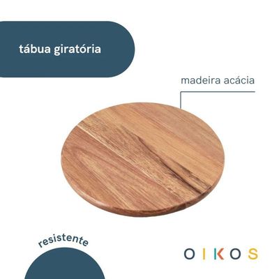 Tábua Com Base Giratória Em Madeira Acácia 25cm