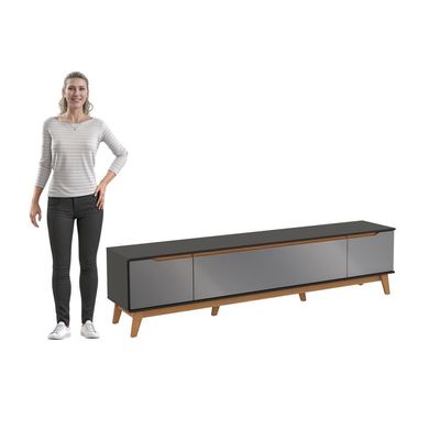 Rack Kappesberg 3 Portas Preto Fosco/chumbo 218 Cm