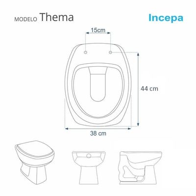 Assento Sanitário Thema Cinza Platina Para Vaso Incepa