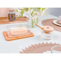 Kit Porta Manteiga Bambu + Açucareiro Tampa Bambu