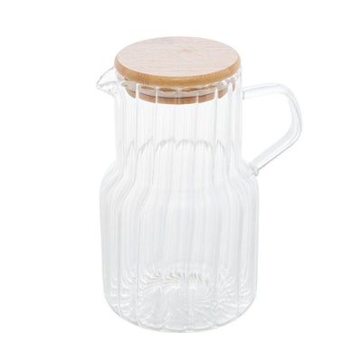 Kit Açucareiro + Jarra 1 Litro Vidro E Bambu