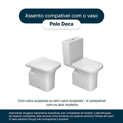 Tampa De Vaso Poliéster Polo Branco Para Bacia Deca 6lpf