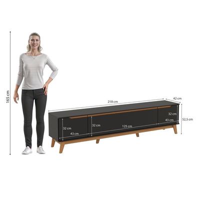 Rack Kappesberg 3 Portas Preto Fosco 218 Cm