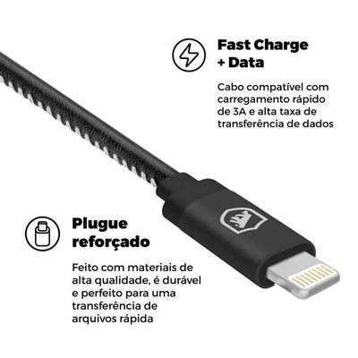 Kit Carregador Veicular Tank E Cabo Turbo Militar Lightning - Gshield