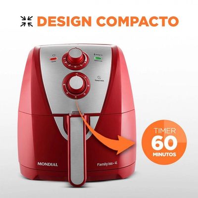 Fritadeira Eletrica Air Fryer Mondial 4 Litros AFN40 Vermelho/inox 220V