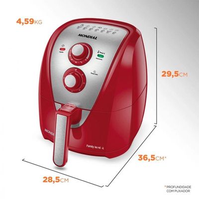 Fritadeira Eletrica Air Fryer Mondial 4 Litros AFN40 Vermelho/inox 220V