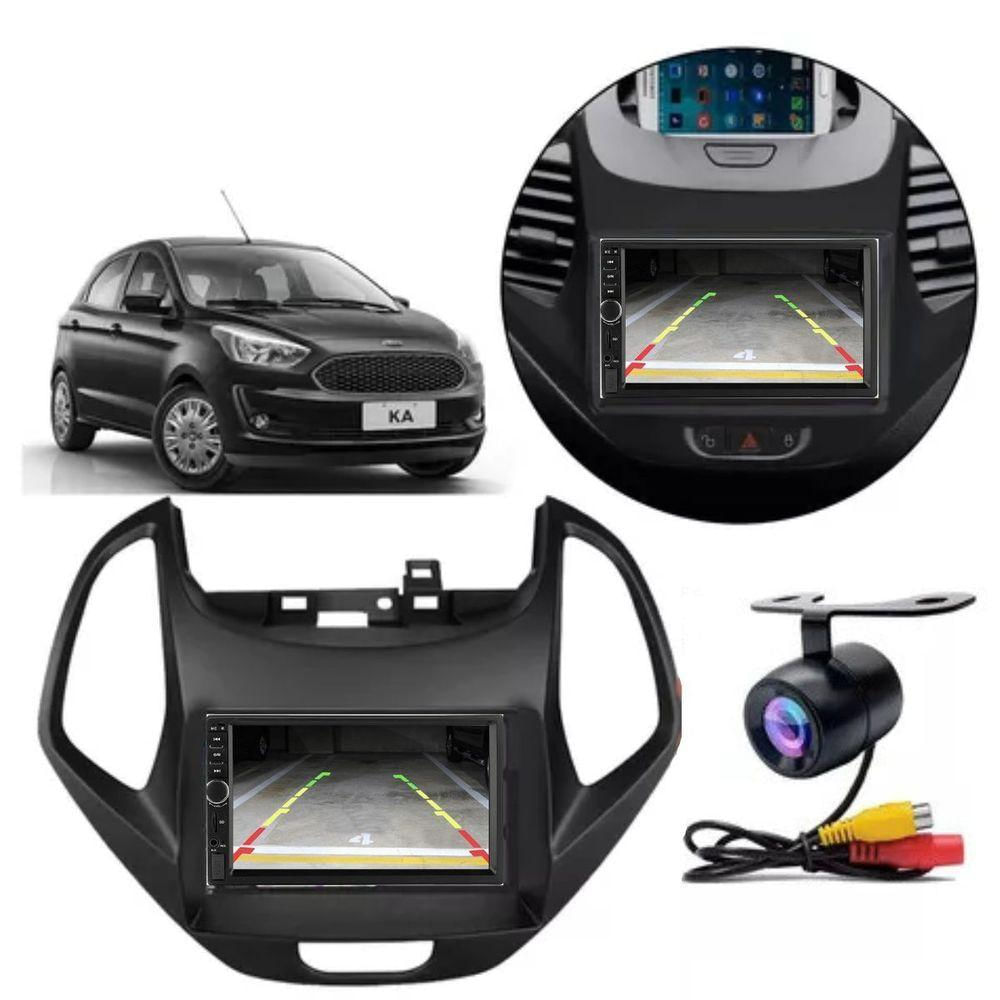 Central Multimídia 2 Din Mp5 Ford Ka-ka+ Câmera Moldura Pt