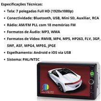 Central Multimídia 2 Din Mp5 Fiat Uno Câmera Moldura Pt Fosco