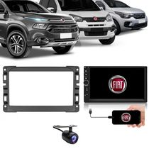 Central Multimídia 2 Din Mp5 Fiat Uno Câmera Moldura Pt Fosco