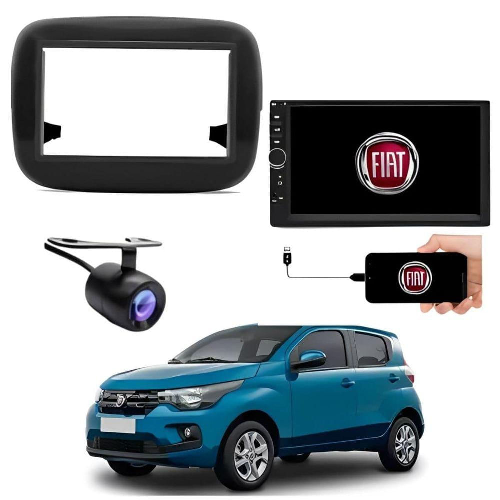 Central Multimídia 2 Din Mp5 Fiat Mobi Câmera Moldura