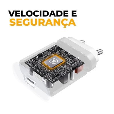 Carregador Turbo Tipo C - Qc 3.0 - Até 25w - Branco - Gshield