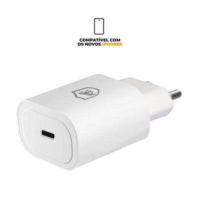 Carregador Turbo Tipo C - Qc 3.0 - Até 25w - Branco - Gshield