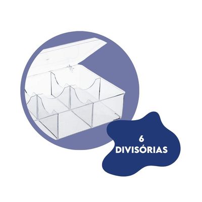 Caixa Organizadora Porta Sachês De Chá Açúcar 6 Divisórias Acrílico Utily