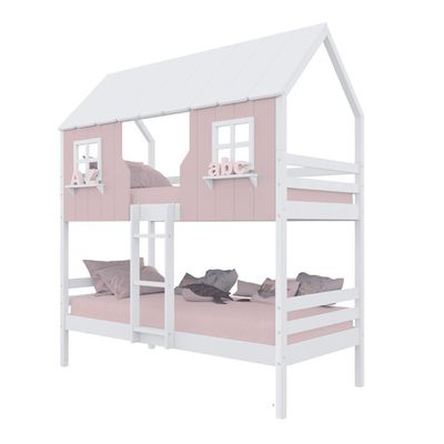 Beliche Casinha Encantada Madeira Maciça Rosa/ Branco Housin