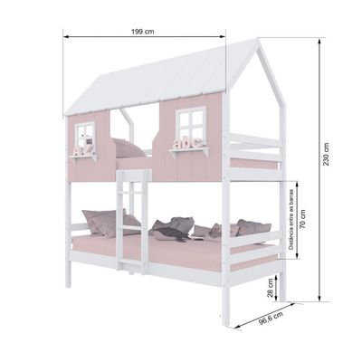 Beliche Casinha Encantada Madeira Maciça Rosa/ Branco Housin