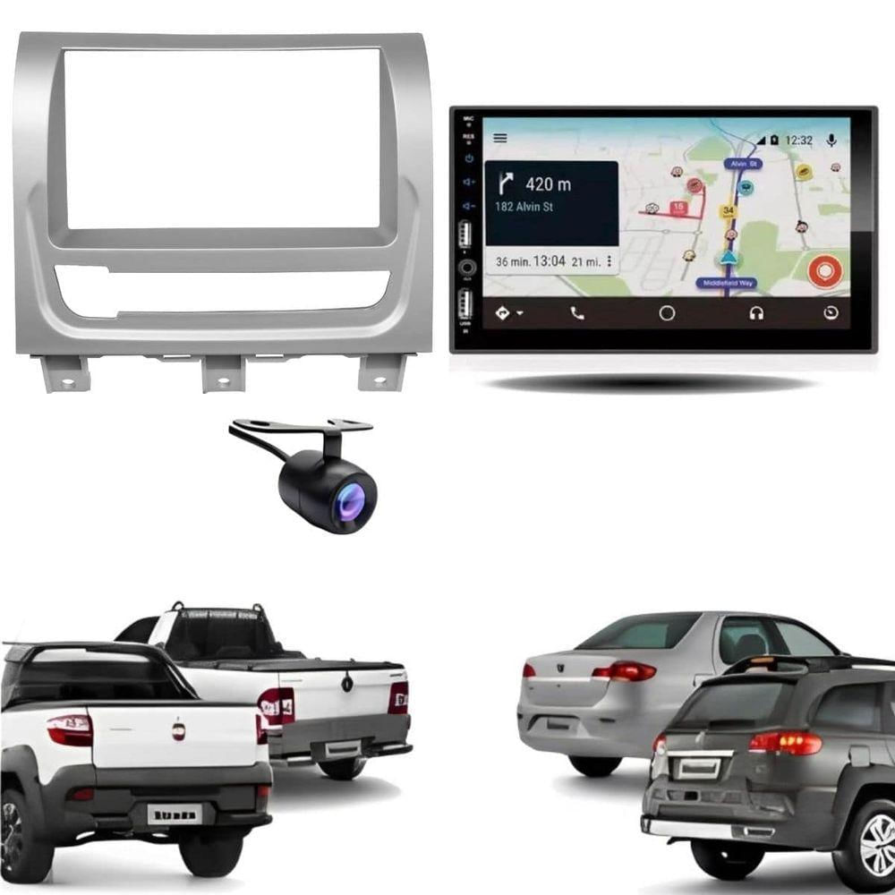 Central Multimídia 2 Din Carplay Android Auto Siena El Moldura + Câmera