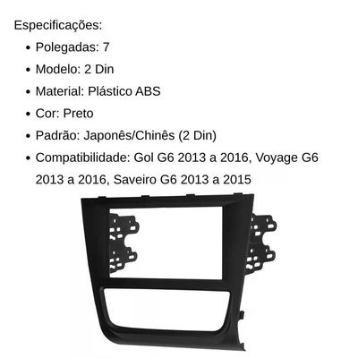 Central Multimídia 2 Din Mp5 Voyage G6 Câmera Moldura Tela Pt