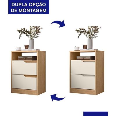 Mesa De Cabeceira Sole 2 Gavetas Flex Freijó-off White - Móveis Albatroz Freijó-off White