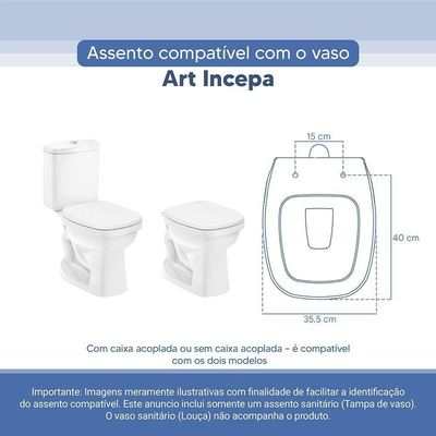 Tampa Vaso Sanitário Poliester Acrilico Art Branco Para Bacia Incepa