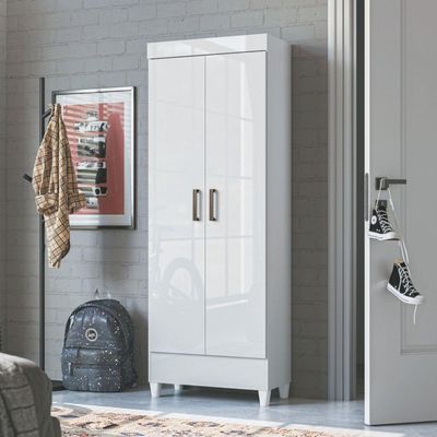 Armário Multiuso Com Pés 2 Portas Branco New Opção Branco