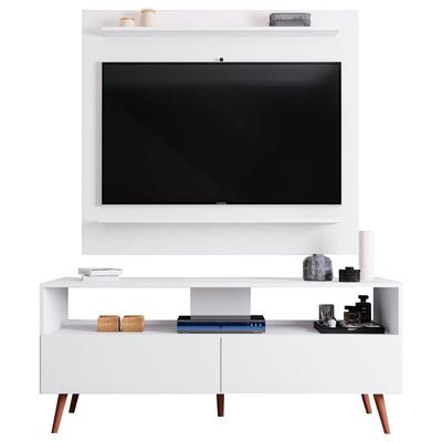 Painel Para Tv 50 Pol Senna E Rack Bancada 136cm Versa M24 Branco - Mpozenato