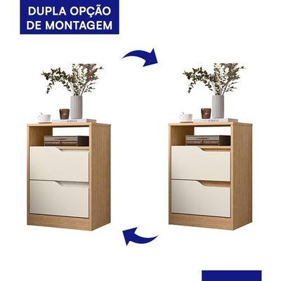 Mesa De Cabeceira Sole 2 Gavetas Flex Off White-freijó - Móveis Albatroz Off White-freijó