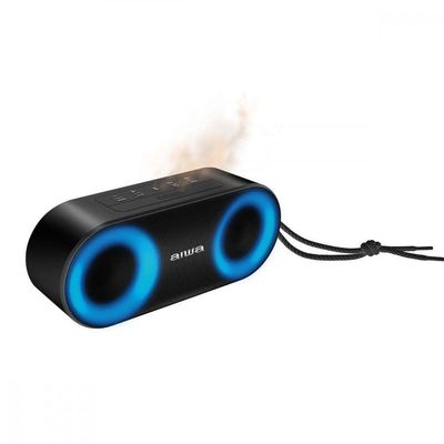 Caixa De Som Speaker Aiwa Bluetooth Luzes Multicores Ip65 Preto Bivolt