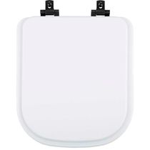 Assento Sanitário Mdf Soft Close Quadra Branco Para Vaso Deca Com Ferragem Preta
