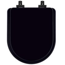 Tampa De Vaso Laqueado Com Fechamento Lento Link-lk Preto Para Louça Deca Com Ferragem Preta