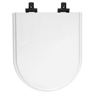 Tampa De Vaso Laqueado Com Amortecedor Duna Branco Para Bacia Deca Com Ferragem Preta