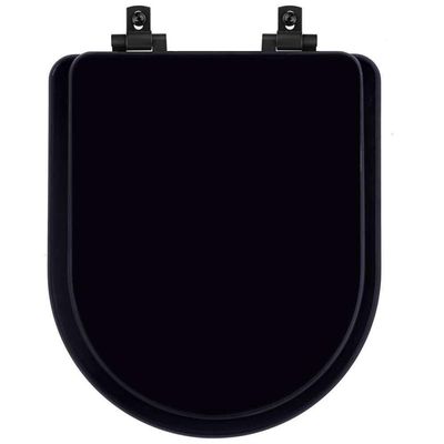 Assento Sanitário Mdf Soft Close Carrara Preto Para Vaso Deca Com Ferragem Preta
