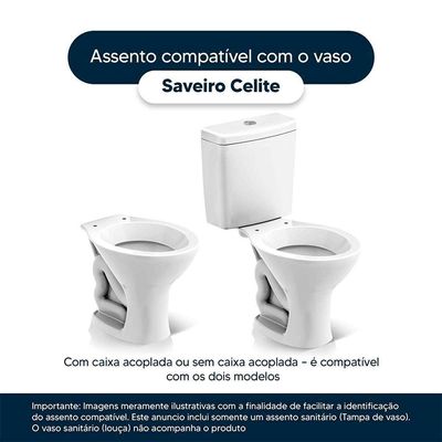 Assento Sanitário Saveiro Cinza Prata Para Vaso Celite