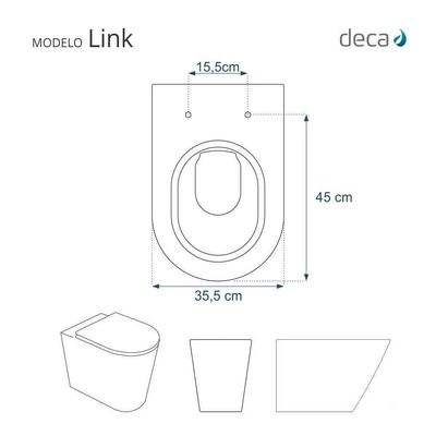 Assento Sanitário Poliester Antibacteriano Lk Link Branco Para Vaso Deca