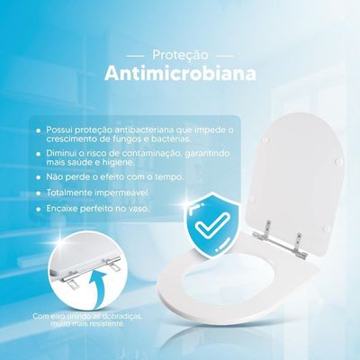Assento Sanitário Poliester Antibacteriano Lk Link Branco Para Vaso Deca