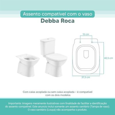 Assento Sanitário Tampa De Vaso Branco Mdf Laqueado Debba Para Bacia Roca