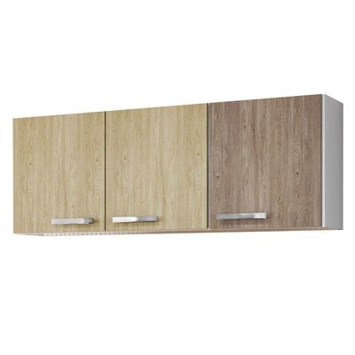 Armário Aéreo De Cozinha Parma 150cm 3 Portas - Lumil Móveis Branco-castanho
