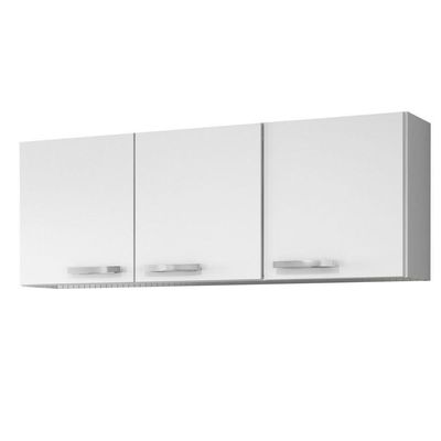 Armário Aéreo De Cozinha Parma 150cm 3 Portas - Lumil Móveis Branco-castanho