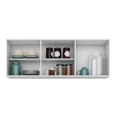 Armário Aéreo De Cozinha Parma 150cm 3 Portas - Lumil Móveis Branco-castanho