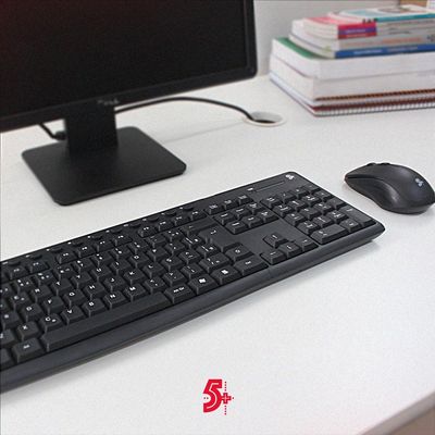 Teclado com Mouse sem Fio Office 5+ Preto