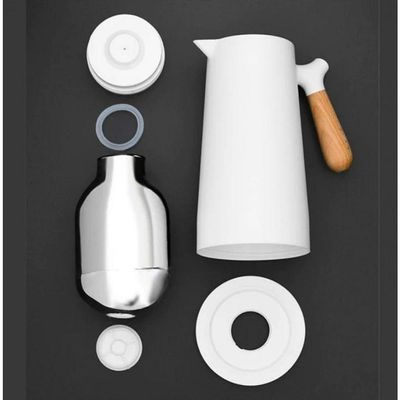Garrafa Termica Cafeclick Com Cabo De Madeira 1 Litro Branca