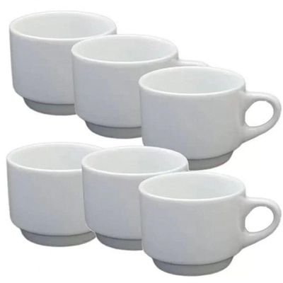 Kit 06 Xicaras De Cha Sem Pires Empilhavel 200ml Porcelart