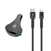 Kit Carregador Veicular Tank E Cabo Dual Shock Tipo C - Gshield