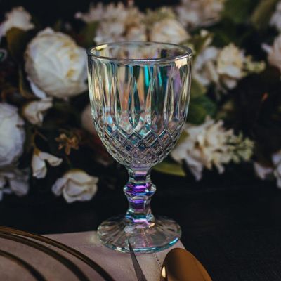 Taça Vidro água Greek Rainbow Bon Gourmet Fruta Cor 345ml