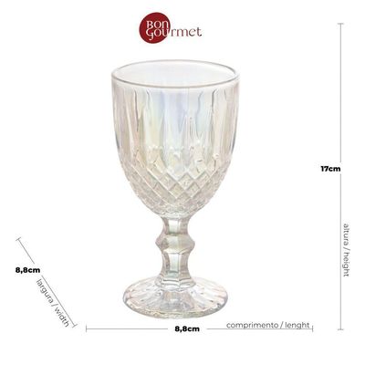 Taça Vidro água Greek Rainbow Bon Gourmet Fruta Cor 345ml